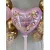 Сердце с 3D цветами / 90 см 