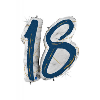 Цифра 18 / мрамор, синий